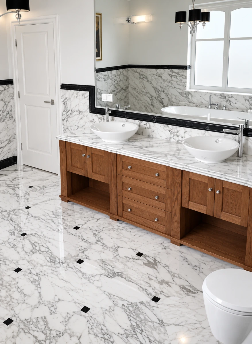 Arabescato Bianco Marmur łazienka marmurowa MEUStone 