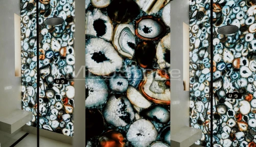 Agath Blue - niebieskie Agaty, łazienki z kamienia, ściany LED Kamieniarstwo MEUStone Bielsko-Biała